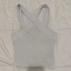 Zara White Ribbed Tank Top